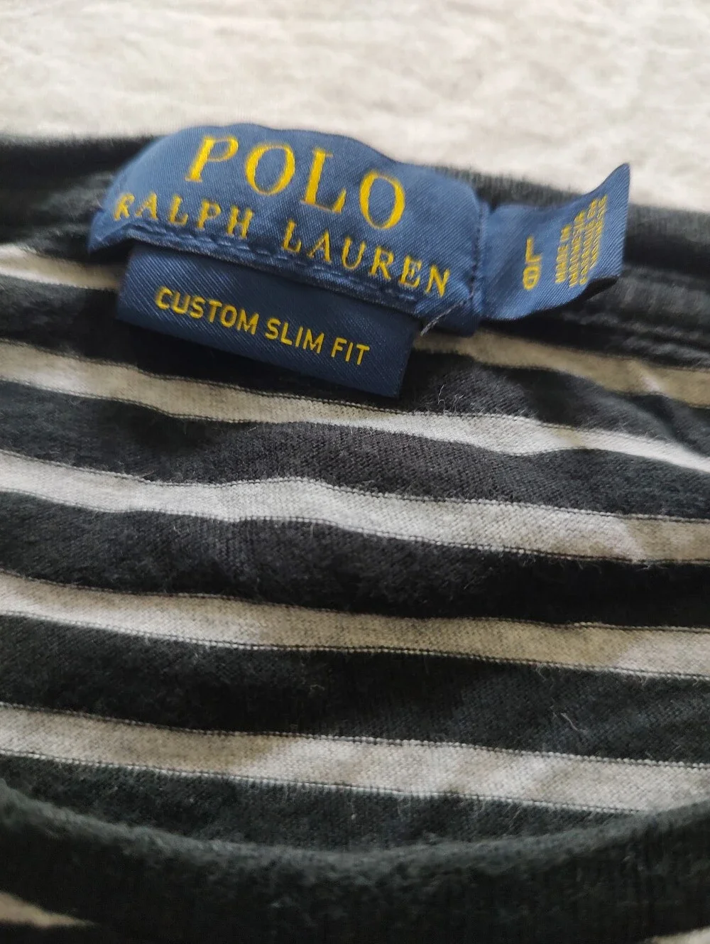 Polo by Ralph Lauren Men's Black  White Stripe Crewneck T-Shirt